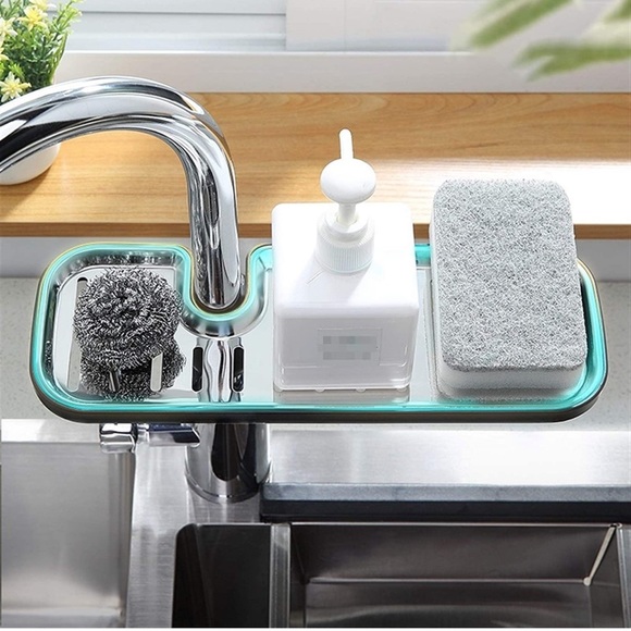 NWT Stainless Steel Faucet Sponge Holder, Soap Rack, Sink Brush,Faucet Storage - Picture 3 of 7